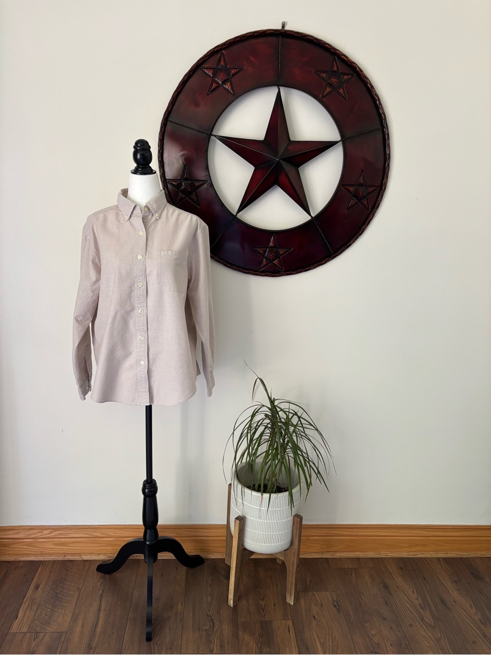 L.L. Bean Casual Minimalist Cotton Tan Button Down Sz M